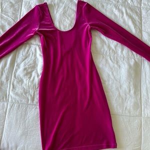 Midi drees materirial suede color hot pink